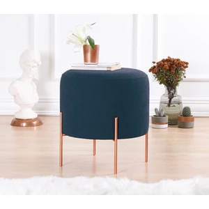 Lorence Home Copper Puf  Yuvarlak Gece Mavisi