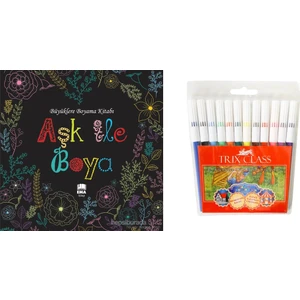 Aşk Ile Boya - Büyüklere Boyama Kitabı - Keçeli Kalem 12'li