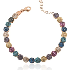 Gümüş Pazarım Renkli Taşlı Tamtur Gümüş Bileklik