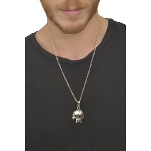 Erkek Antik Gümüş Kaplama Kurukafa Kolye