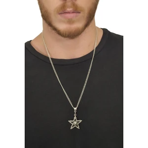 Erkek Antik Gümüş Kaplama Pentagram Kolye