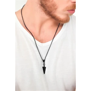 Erkek Siyah Oksit Kaplama Ok Simge Uçlu Kolye