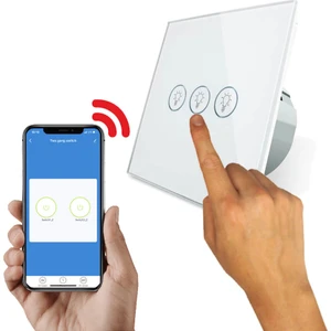 AS873 EU Wifi Akıllı Dokunmatik Üçlü Duvar Lamba Açma Anahtarı Tuya Destekli