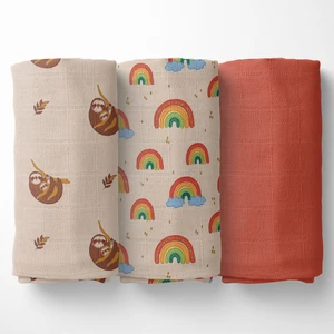 Poema & Rosa 3'lü Kutu Müslin Örtü 110 cm x 80 cm 100% Organik Pamuk | Süper Yumuşak | Yavaş Hayvan