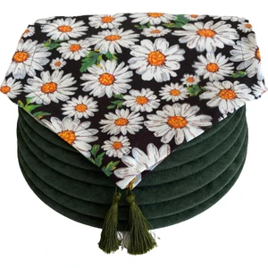 Amerikan Servis Takım Papatya Desen Runner 6 Yeşil Supla