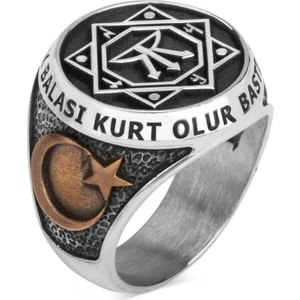 Anı Yüzük Oğuz Kağan Mührü Gümüş Erkek Yüzük