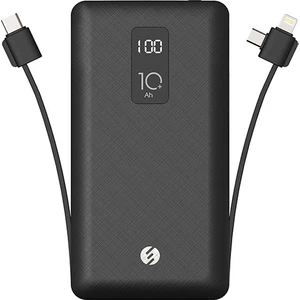IP-T100C 10000 mAh Lightning + Micro + Type C Kablolu Powerbank Siyah LCD'li Taşınabilir Pil Şarj