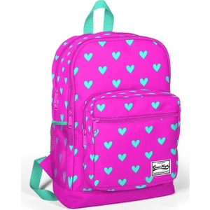 Coral High Kız Çocuk İlkokul Çantası Kalp Desenli Dört Bölmeli Pembe - Yeşil