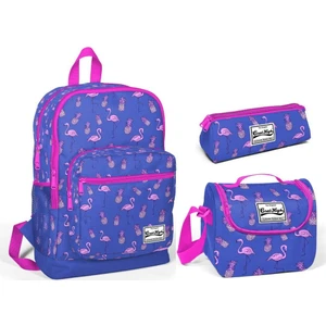 Coral High Flamingo Kız Çocuk İlkokul Çantası Seti Mavi - Pembe