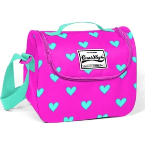 Coral High Termoslu Beslenme Çantası Kız Çocuk Pembe Yeşil Kalp Desenli 23x19x15 cm