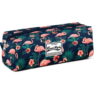 Coral High Tek Gözlü Flamingo Desenli Kalem Çantası 22227 Yeşil - Pembe