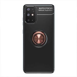 Tekno Grup Samsung Galaxy A31 Kılıf Yüzüklü Manyetik Ravel Silikon Siyah Rose + Cam Ekran Koruyucu