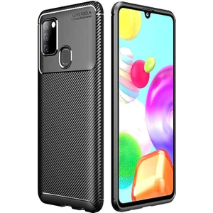 Tekno Grup Samsung Galaxy A21S Kılıf Karbon Desenli Lux Negro Silikon Siyah + Nano Ekran Koruyucu
