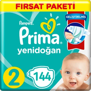 2 Beden Yenidoğan Bebek Bezi Fırsat Paketi (2*72) 144