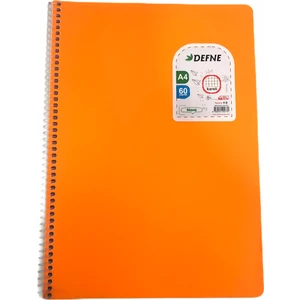 A4 Plastik Kapak Telli Defter 60 Yaprak Dokulu Kapak Çizgili