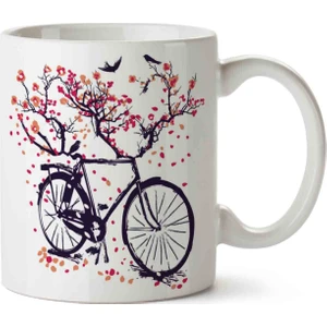 Art Hediye Bisiklet Ağaç Dal Kuş Kupa Bardak