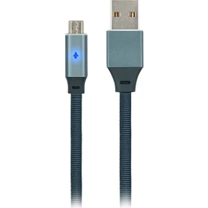 MF Product Jettpower 0019 Metal Başlıklı Örgülü 2.4A LED Göstergeli Micro USB Hızlı Şarj Kablosu 1.2 m Gri