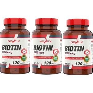 Biotin 5000 Mcg 120 Tablet 3 Kutu 360 Tablet