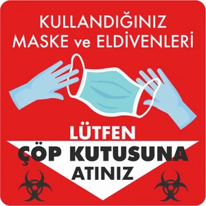Sticker Atölyesi Hijyen - Maske - Tıbbi Atık Sticker - 21020 Renkli 25 x 25 cm
