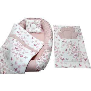 Berababy Babynest Alt Açma Minderli Pudra Kelebek Model Bebek Yuvası 4 Parça Set