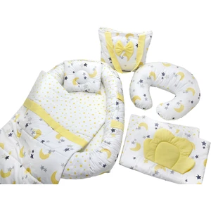 Berababy Babynest Emzirme Yastıklı Sarı Ay Model Bebek Yuvası 6 Parça Set