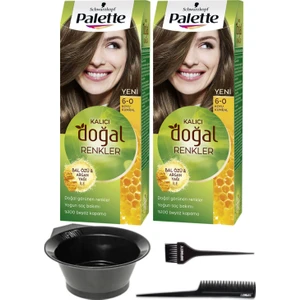 Palette Naturel Saç Boyası 2'li 6-0 Koyu Kumral + Saç Boyama Seti