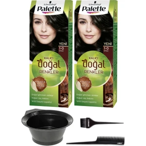 Palette Naturel Saç Boyası 2'li 1-0 Siyah + Saç Boyama Seti