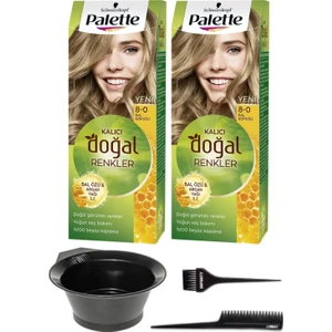 Palette Naturel Saç Boyası 2'li 8-0 Bal Köpüğü + Saç Boyama Seti