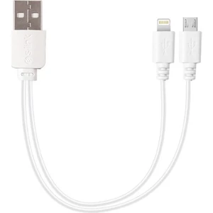 S-link IP-KC05B 2İN1 20 cm 3A USB Lightning + MİCRO Beyaz Şarj Kablosu