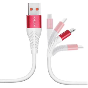 HY-X230 1.2 mt 3A Micro USB Kırmızı/Beyaz Data + Şarj Kablosu