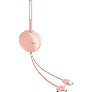 S-link SL-C2020 2.1A Micro USB + Lightning + Type-c 3 in 1 Pembe Aynalı Saklama Kablı Şarj Kablosu