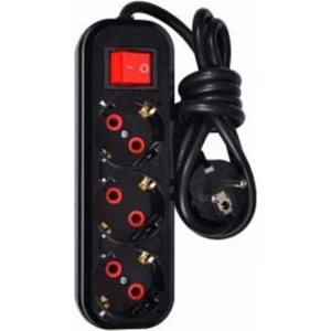 Smart Socket Üçlü Akım Korumalı Anahtarlı Grup Priz 3 mt Siyah