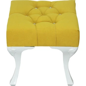 Vinda Kapitoneli Kapıönü Ayakucu Bench Puf Taş Düğme  40 cm Hardal