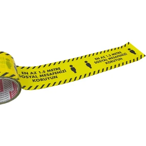 Sosyal Mesafe Bant Şerit Koruma Bantı Sarı 10 m Sağlık Bantı 10 cm İkaz Bantı 1.5 m Mesafe Ban