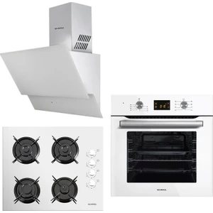 White Optimus 3'lü Ankastre Set (A6SF2 DDT Beyaz Ankastre Fırın + 40TAHDF Beyaz Ankastre Ocak + 835 Beyaz Davlumbaz)