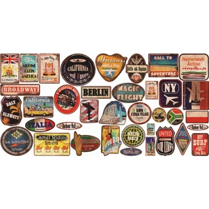 Vintage Sticker Seti 37 Adet 65 x 32 cm