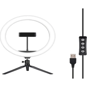 Masaüstü Youtuber 360° LED Mini Tripod Makyaj Selfie Işığı 8" Halka