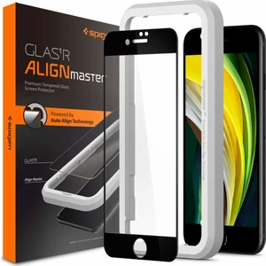 Apple iPhone SE (2022 / 2020) / iPhone 8 / iPhone 7 Cam Ekran Koruyucu Kolay Kurulum AlignMaster Full Cover Black / Siyah - AGL01294