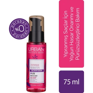 URBAN Care Intense Keratin Onarıcı ve Pürüzsüzleştirici Saç Serumu 75 ml – Bitkisel Keratinli, Aşırı Yıpranmış Saçlar için Günlük Yoğun Bakım