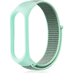 Case Street Xiaomi Mi Band 5 Kordon Kumaş CırtCırt Kordon Velcro Turkuaz