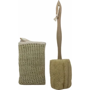 Ahşap Saplı Doğal Kabak Lifi + Sisal Kabak Lif