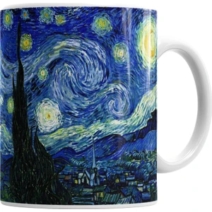 Baskı Dükkanı Van Gogh Yıldızlı Gece Kupa Bardak Porselen
