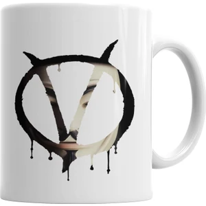 Baskı Dükkanı Symbol V With Mask V For Vendetta Kupa Bardak Porselen