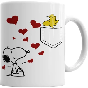 Baskı Dükkanı Love Snoopy Kupa Bardak Porselen