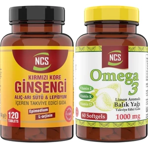 Omega 3 Balık Yağı 1000 mg 60 Yumuşak Kapsül + Ginseng 120 Tablet