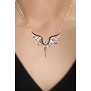 Elika Silver Kadın Melek Model Zirkon Taşlı 925 Ayar Gümüş Kolye