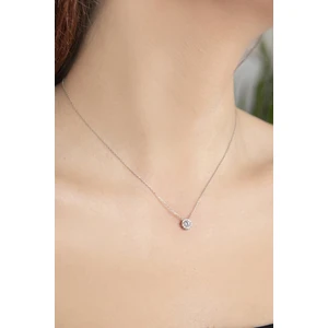 Elika Silver Tek Taşlı  925 Ayar Gümüş Kolye