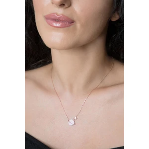 Elika Silver  Kadın Gezegen Model Zirkon Taşlırose Kaplama 925 Ayar Gümüş Kolye