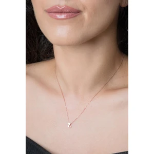 Elika Silver Kadın Üç Boyutlu Z Harfi Rose Kaplama 925 Ayar Gümüş Kolye