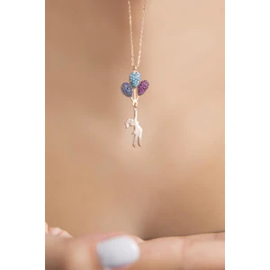 Elika Silver Uçan Balon Figürlü Rose Kaplama 925 Ayar Gümüş Kolye